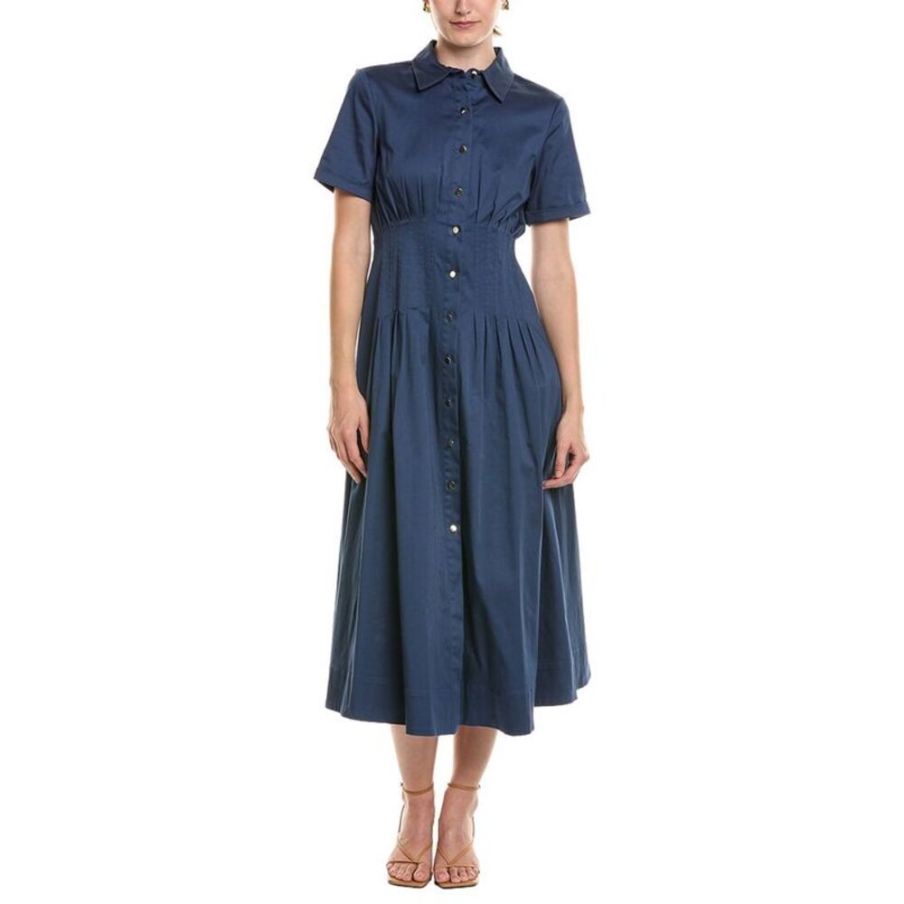 Anne Klein Womens Midi Shirtdress, Blue